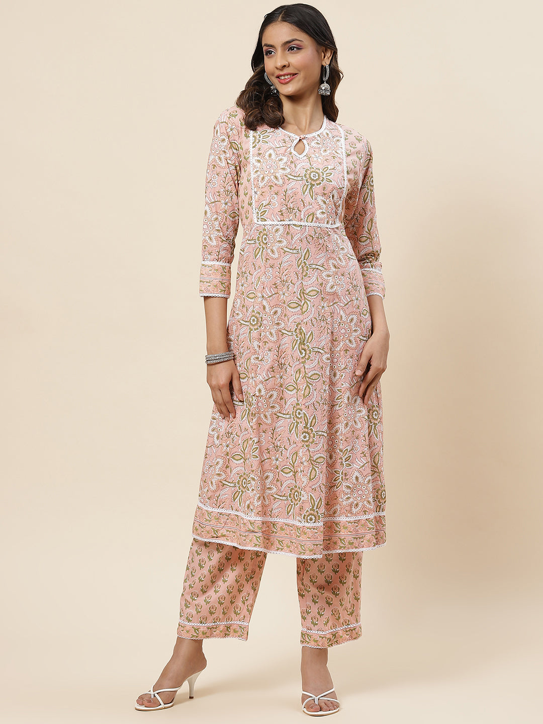 Floral Printed Cotton Kurta With Palazzo