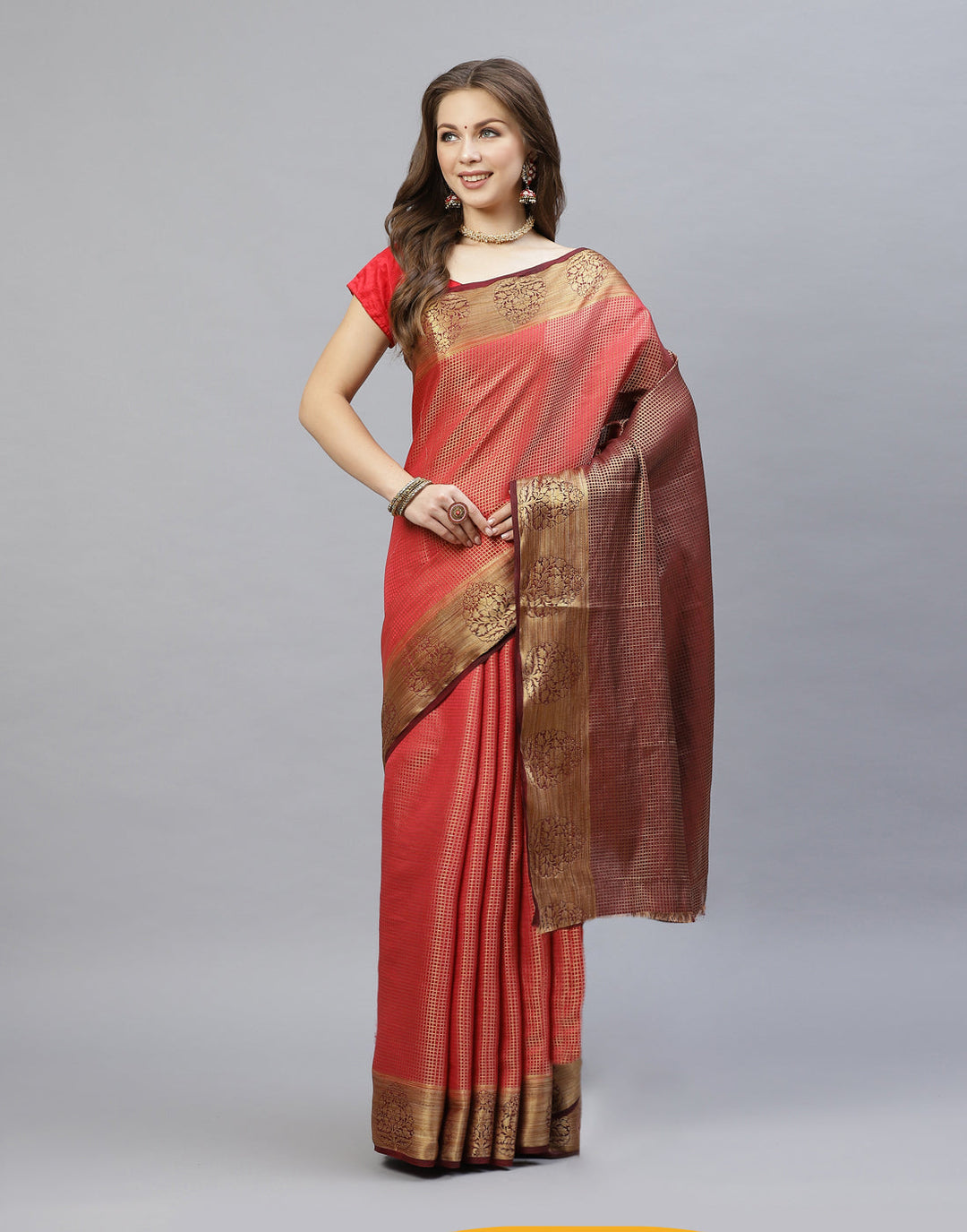 Jacquard Zari Border Art Handloom Woven Saree