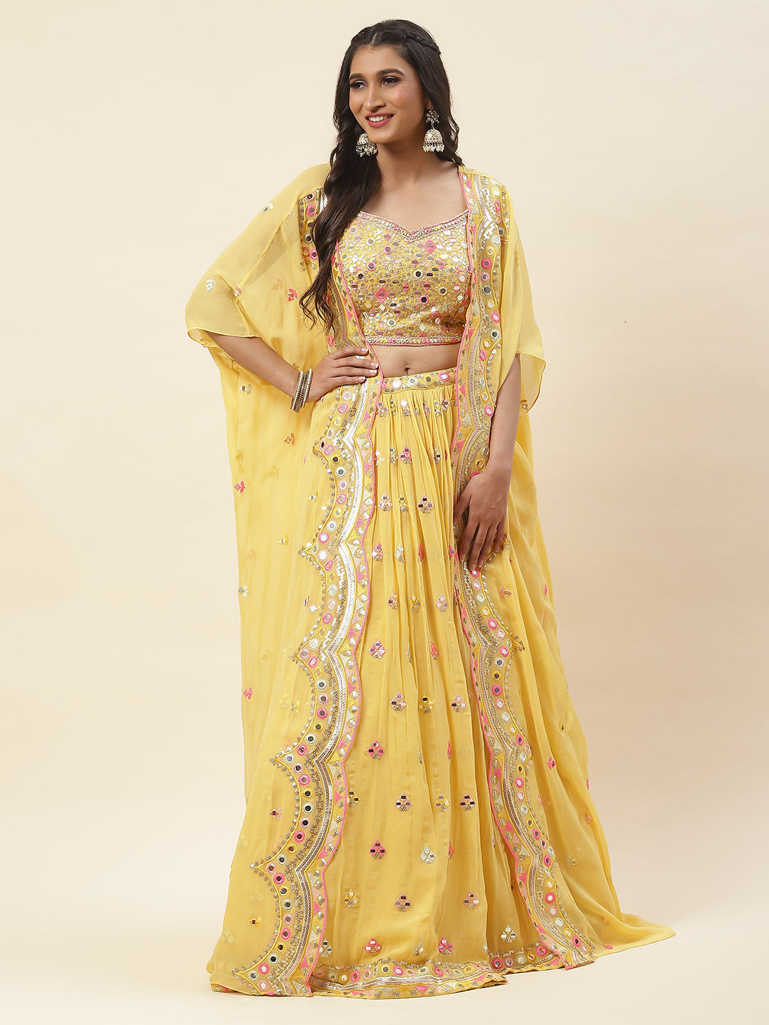 Georgette Lehenga Choli With Jacket