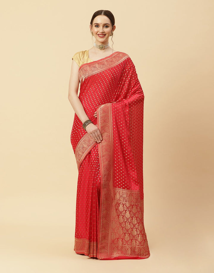 Plain Zari Booti Border Art Georgette Saree