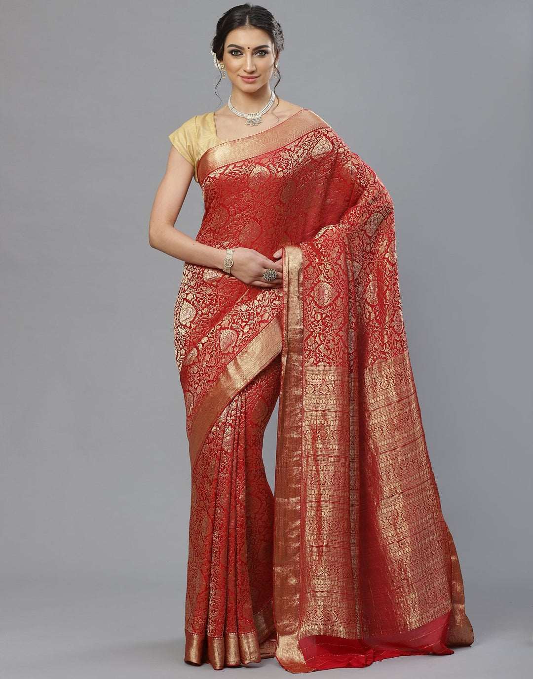Zari Jaal Crepe Saree