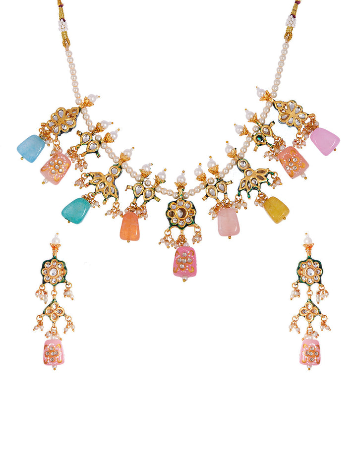 Gold Plated Necklace With Earrings