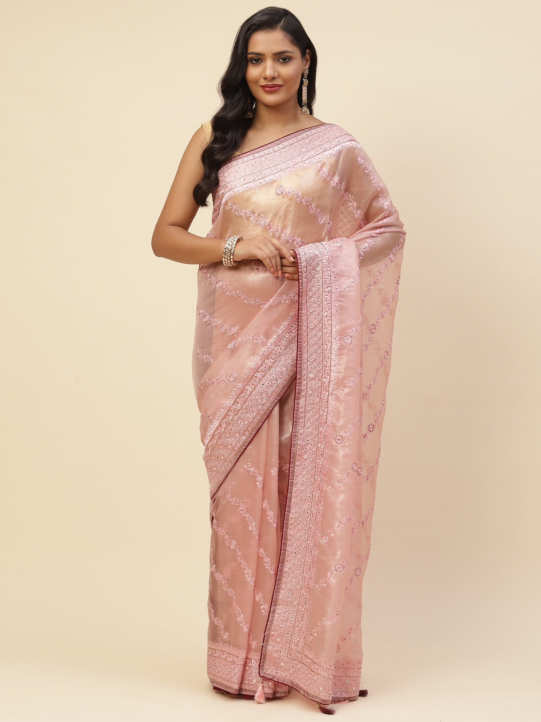 Cutdana Embroidered Organza Saree