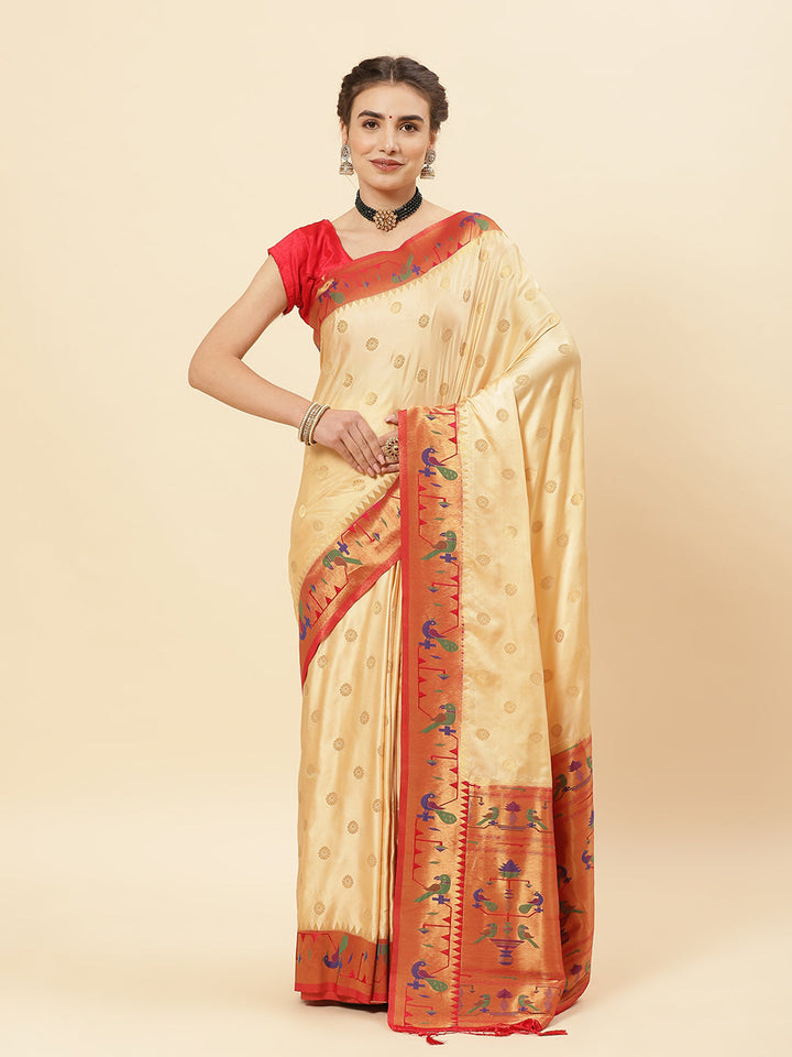 Paithani Silk Saree With Contrast Blouse