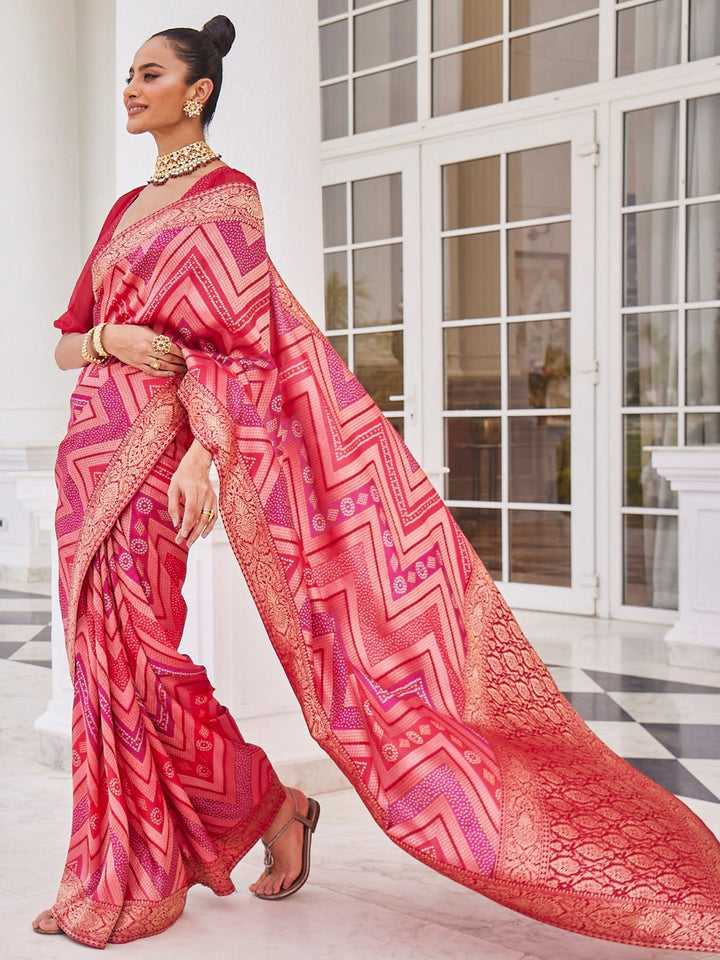 Bandhani Jaal Printed Handloom Saree