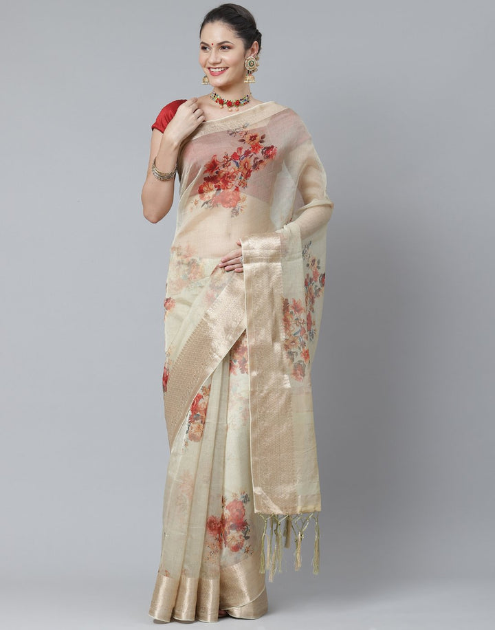 Digital Floral Printed Organza Saree