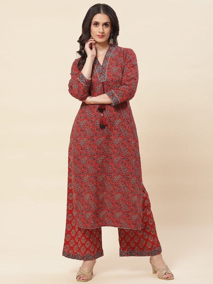 Paisley Printed Cotton Kurta With Pants