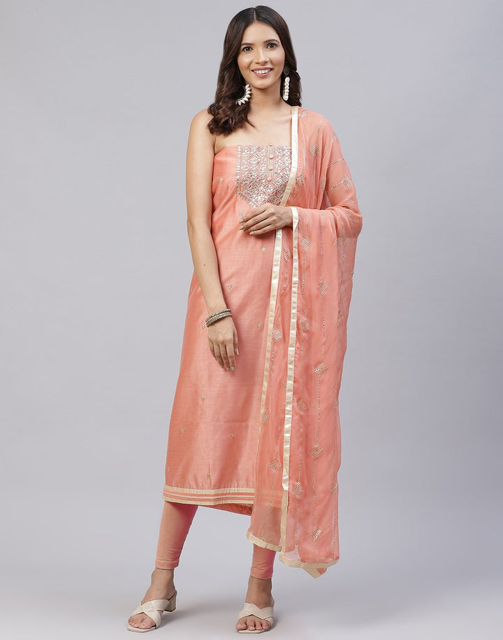 Chanderi Embroidered Suit Piece