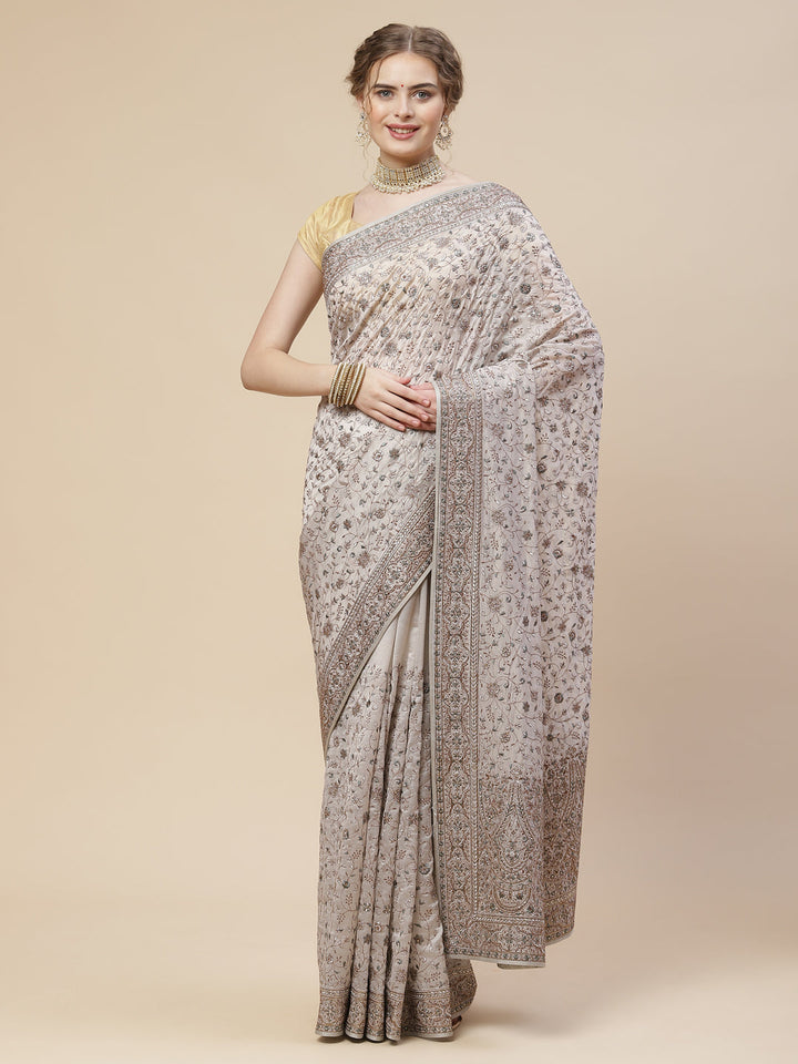 Resham Jaal Organza Embroidered Saree