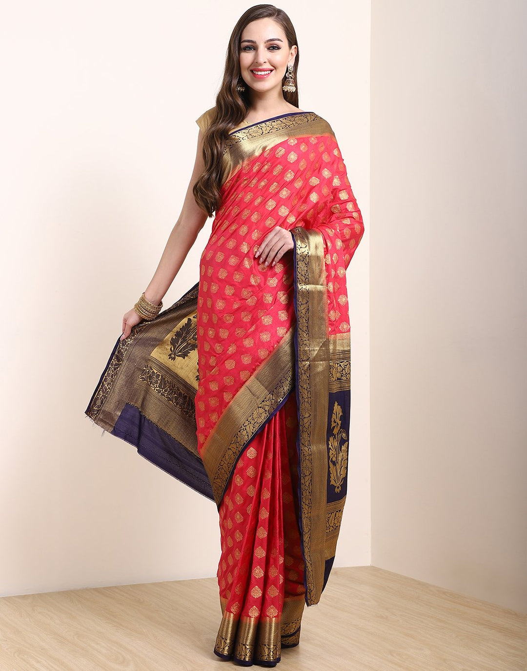 MBZ Meena Bazaar-Sea Green Art Handloom Saree