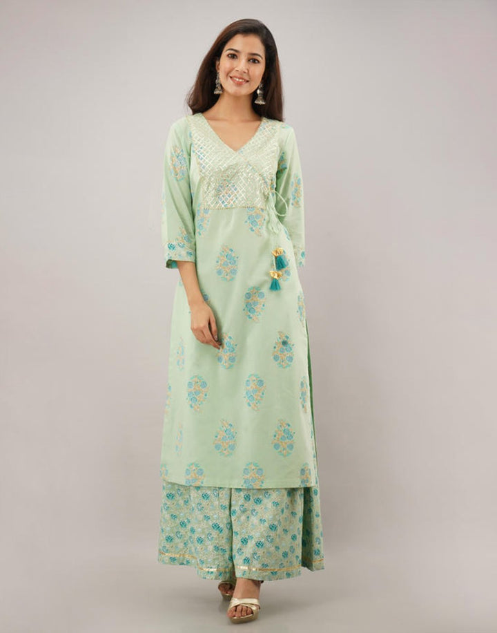Printed Cotton Kurti With Plazzo