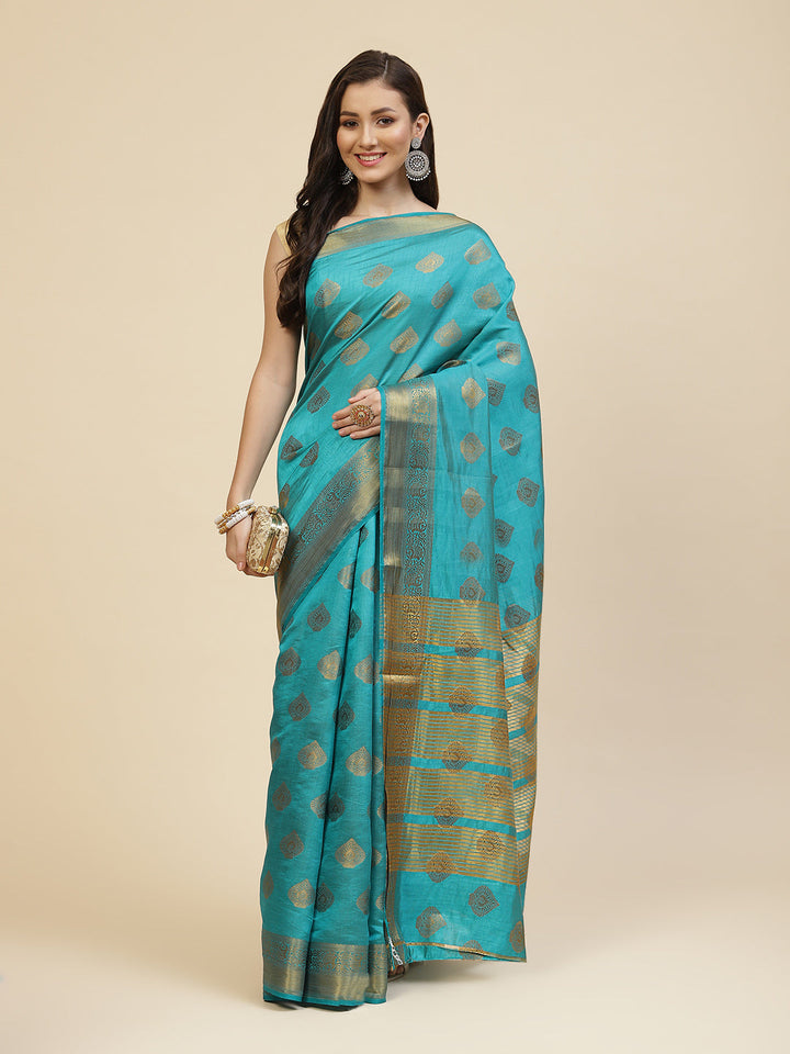 Zari Border Booti Handloom Woven Saree