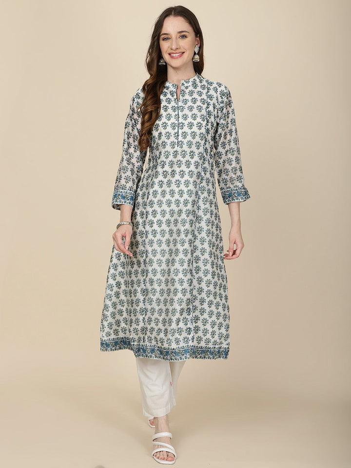 Floral Printed Cotton Kurta With Pants