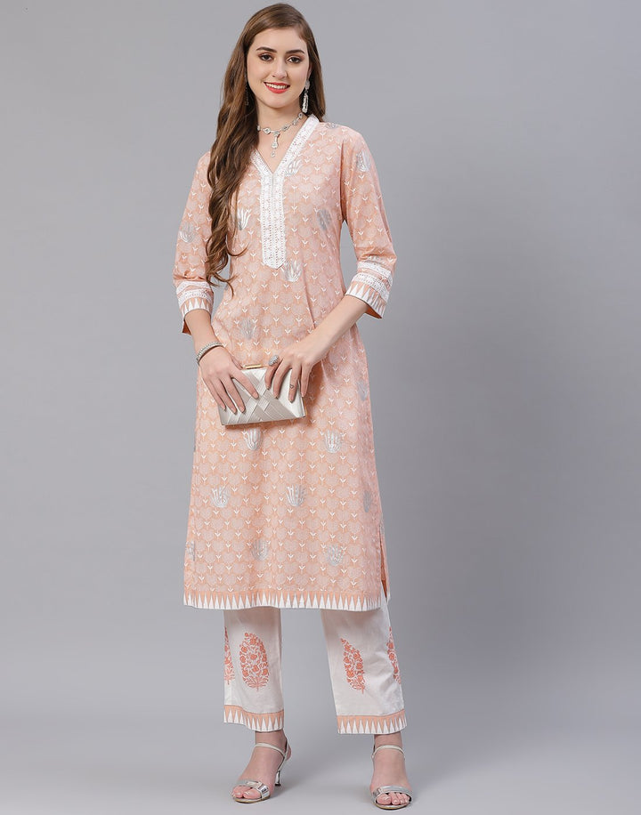 Printed Cotton Kurti Pant Set