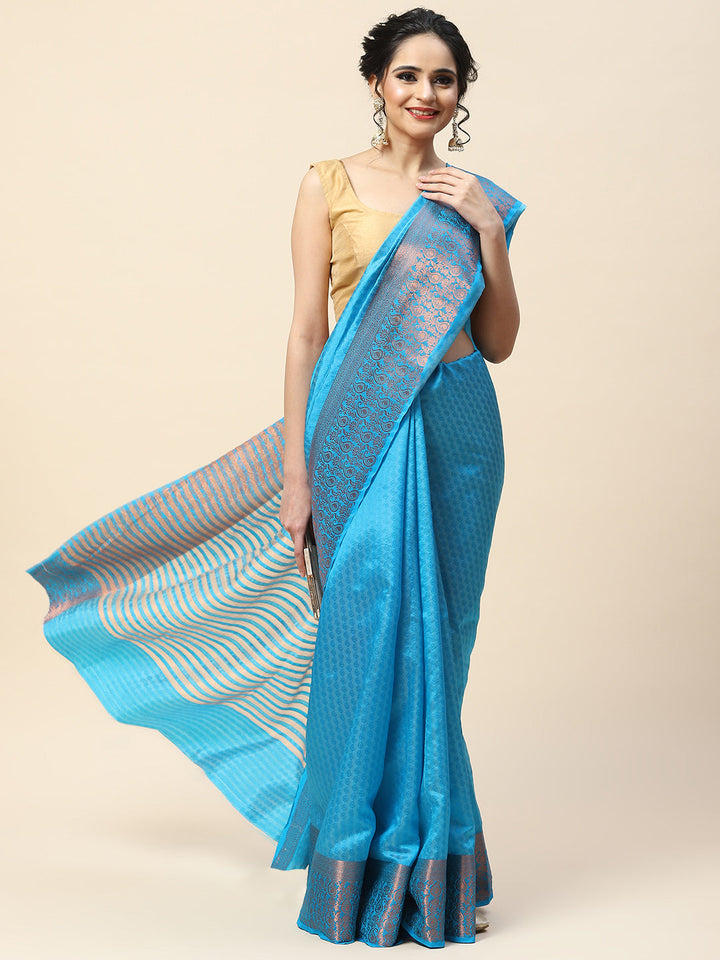 Plain Zari Border Handloom Woven Saree