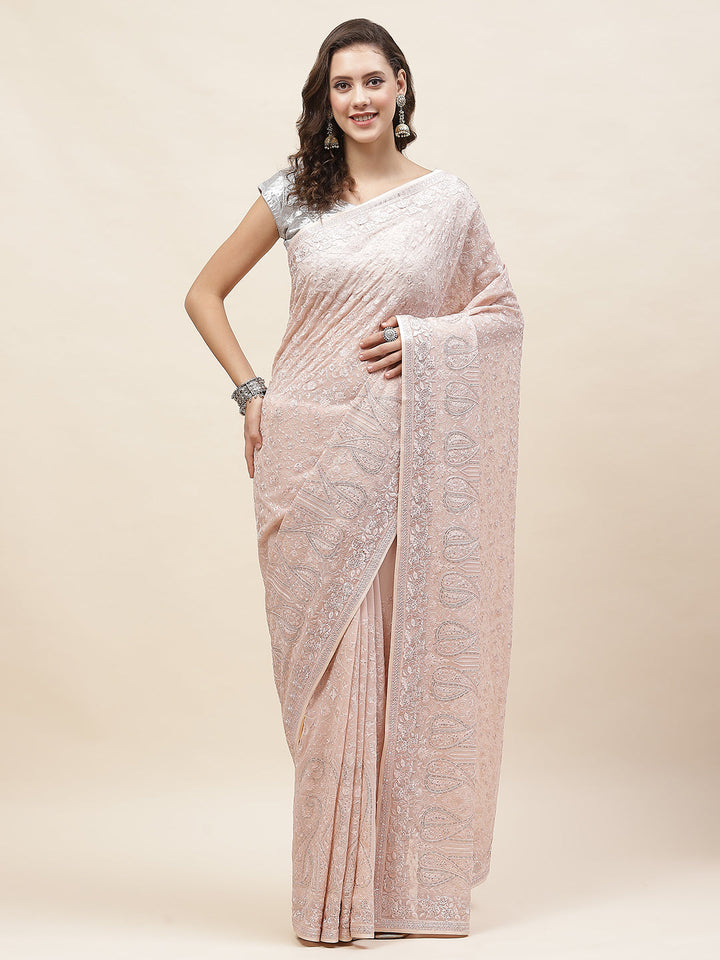 Resham Jaal Embroidery Georgette Saree