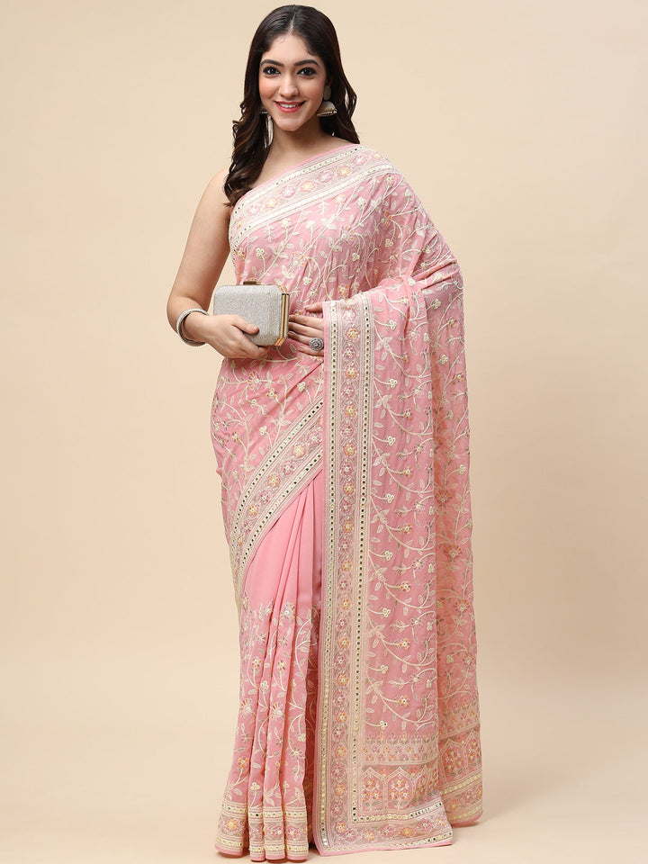 Resham Jaal Embroidered Georgette Saree