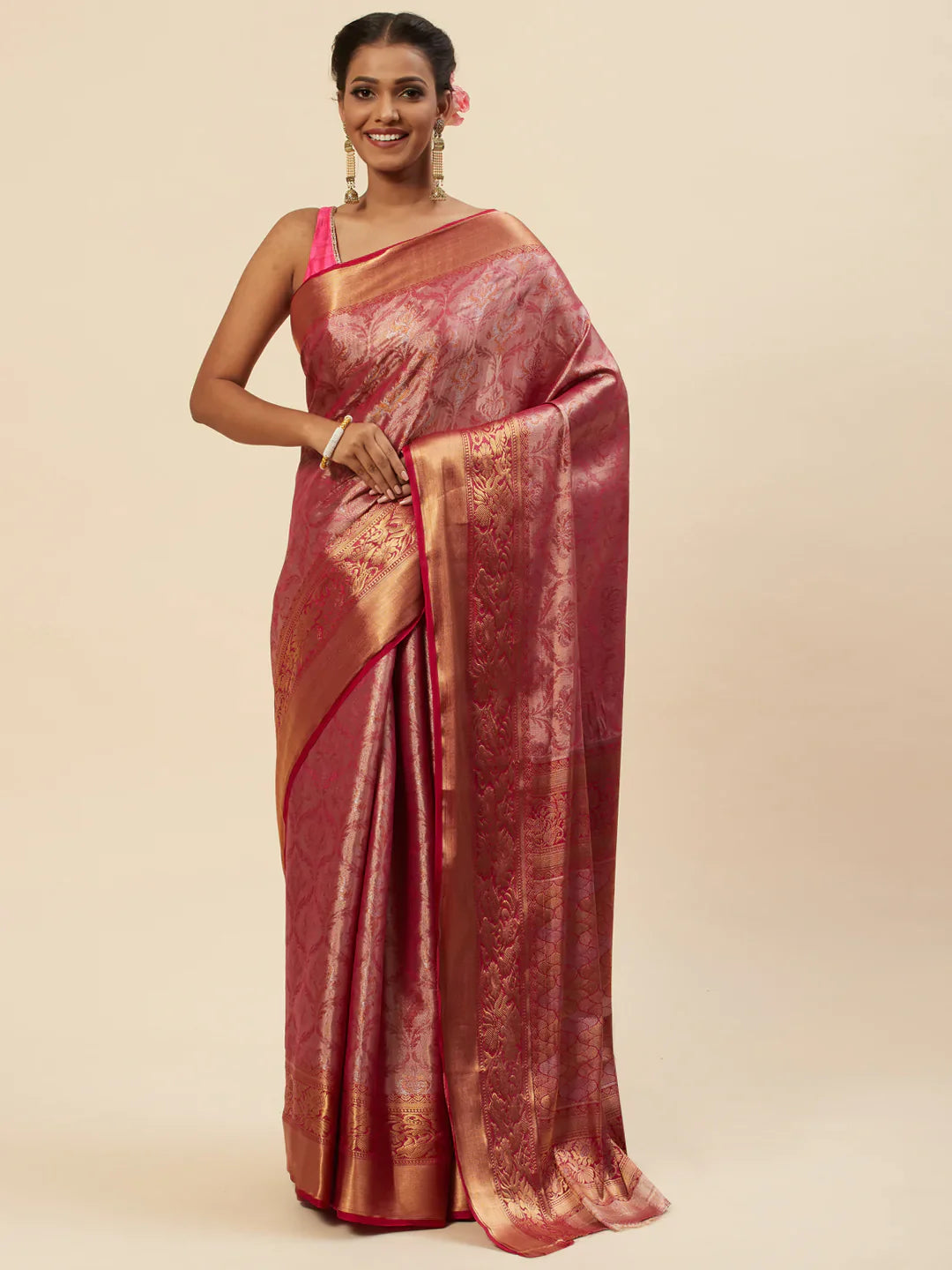 Brocade Zari Jaal Handloom Woven Saree