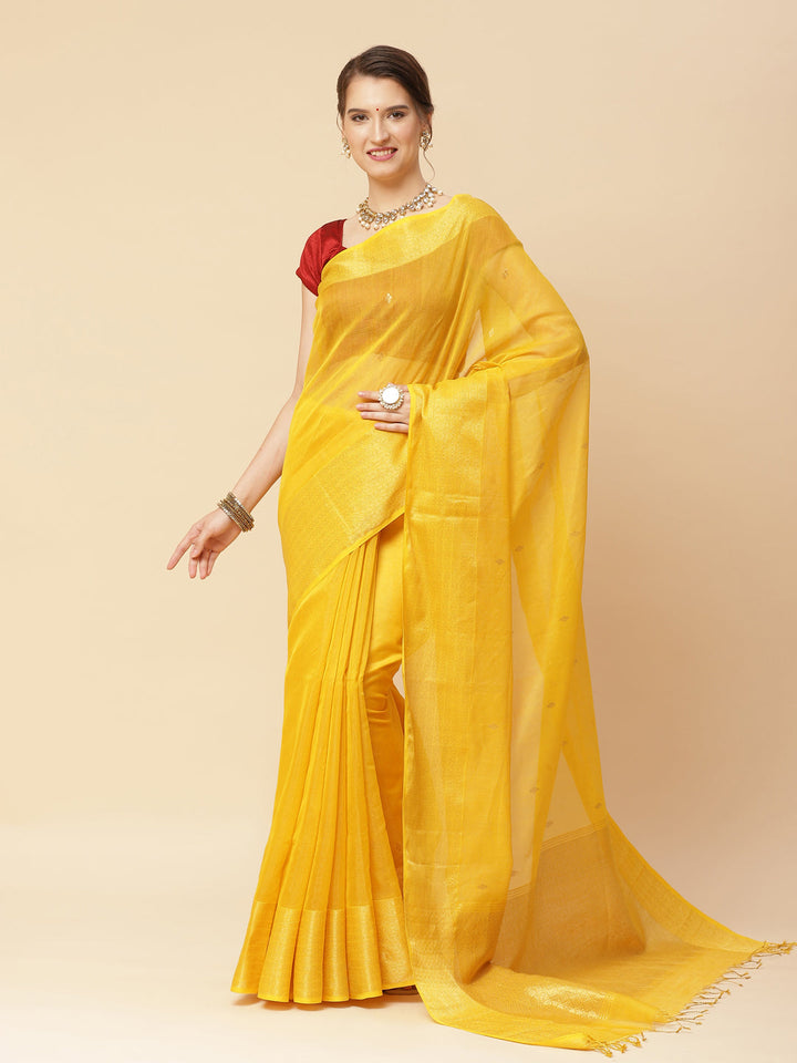 Zari Border Booti Cotton Woven Saree