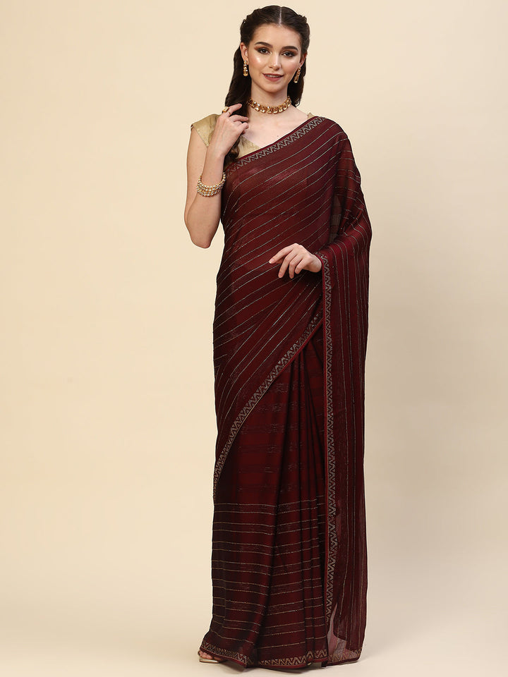 Stone Work Georgette Plain Saree