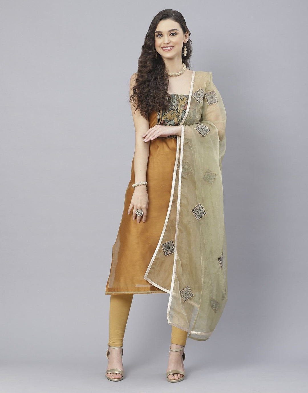 Chanderi Embroidered Suit Set