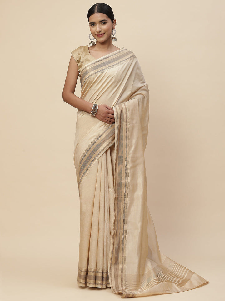 Plain Zari Border Handloom Woven Saree
