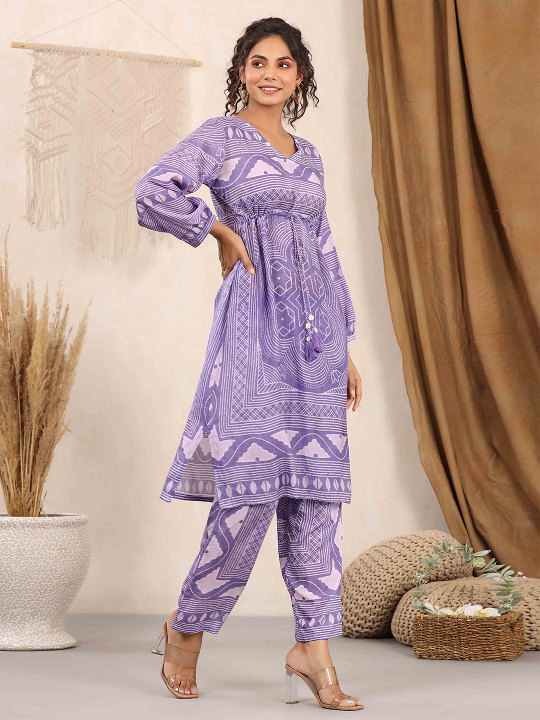 Printed Muslin Kurta With Pants