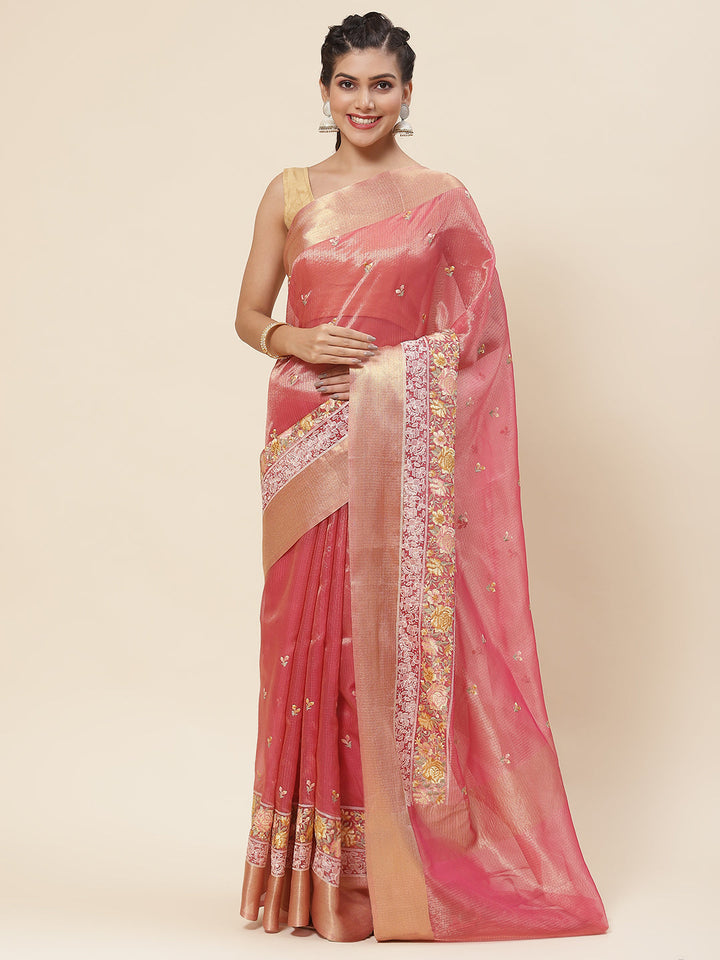 Resham Booti Embroidered Cotton Saree