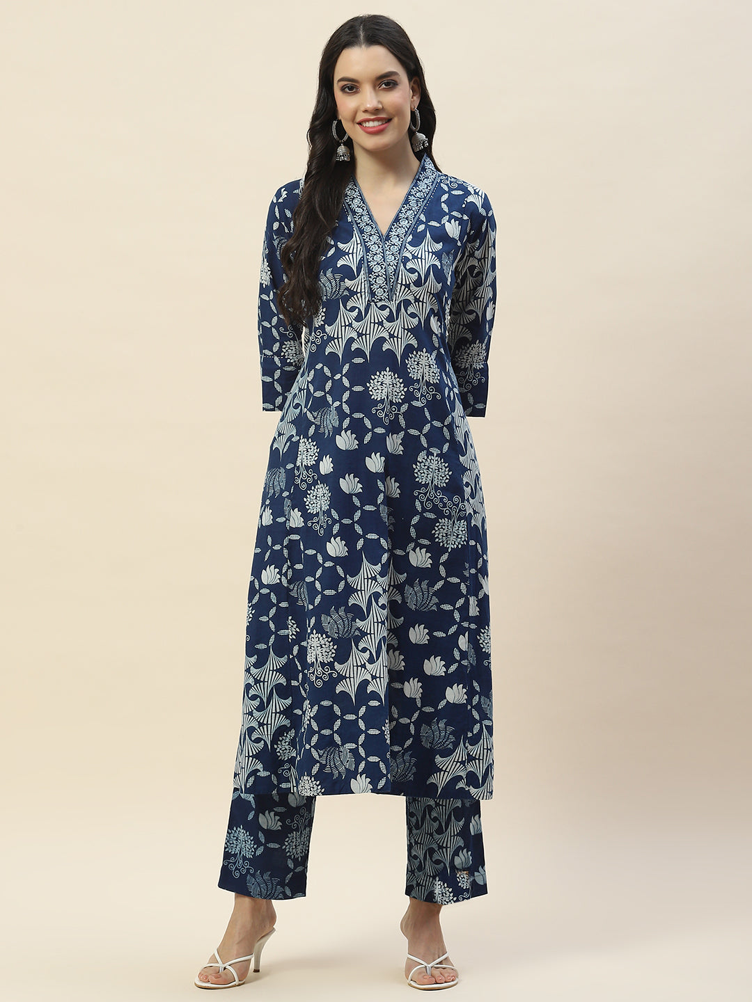 Printed Cotton Kurta With Pants