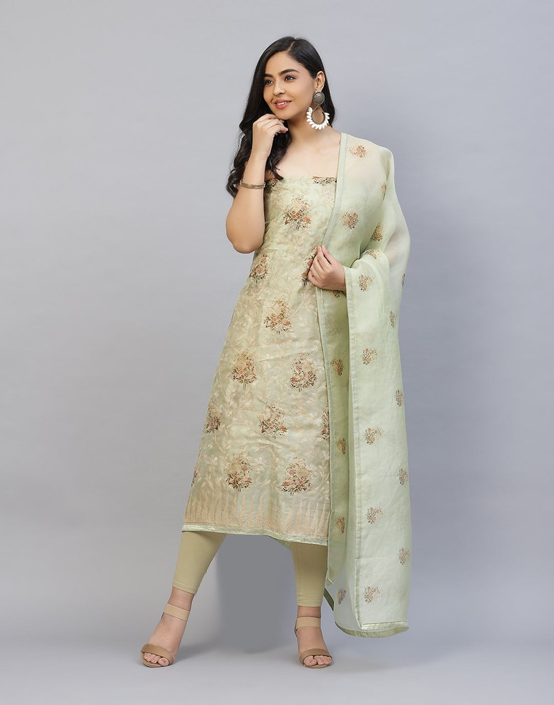 Printed Organza Kora Suit Piece