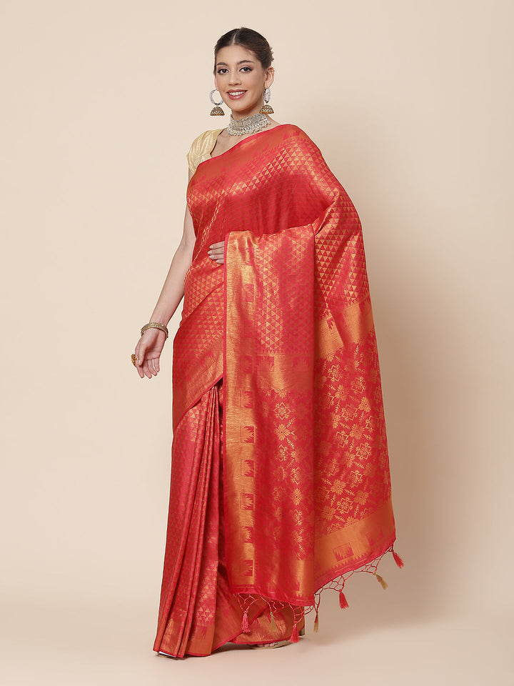 rocade Zari Jaal Art Handloom Woven Saree
