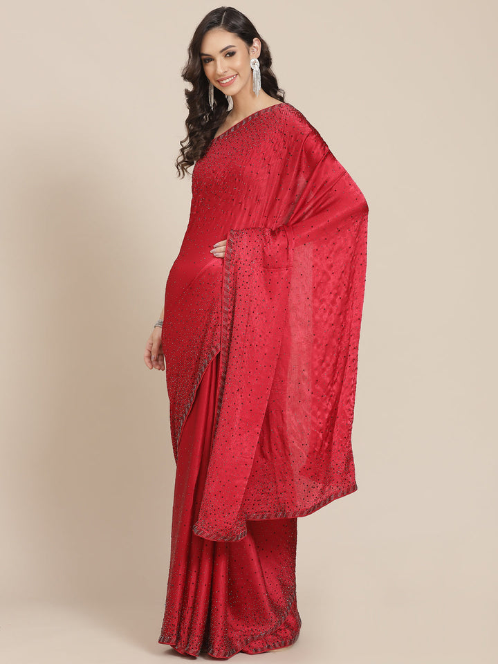 Stone Work Pure Crepe Embroided Saree