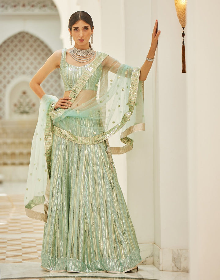Sequence Embroidered Georgette Lehenga With Net Dupatta