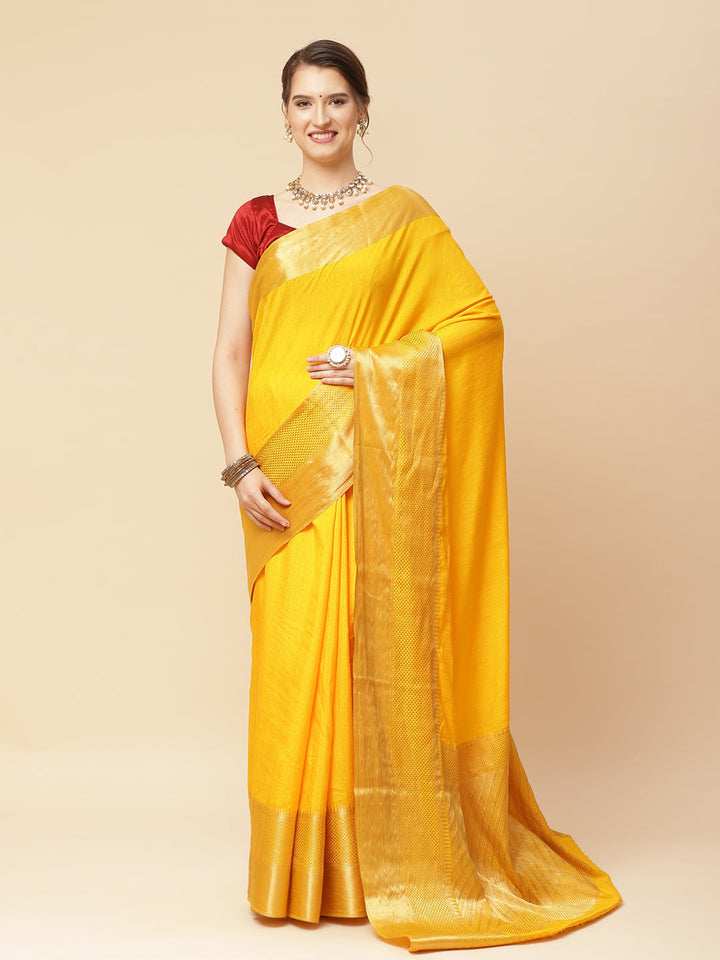 Plain Zari Border Art Handloom Woven Saree