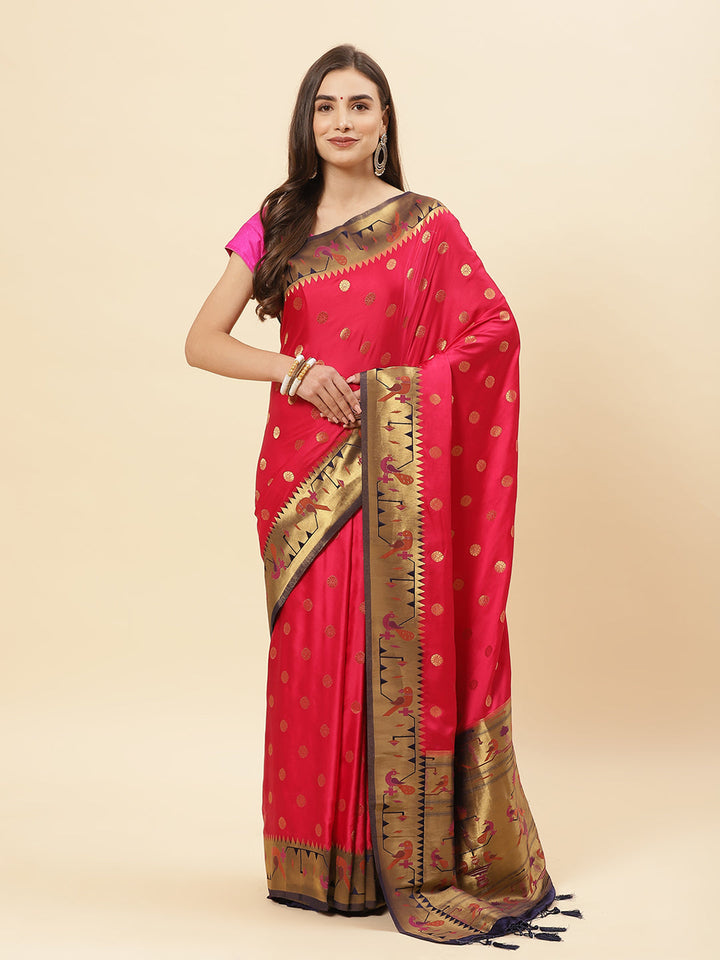 Paithani Silk Saree With Contrast Blouse