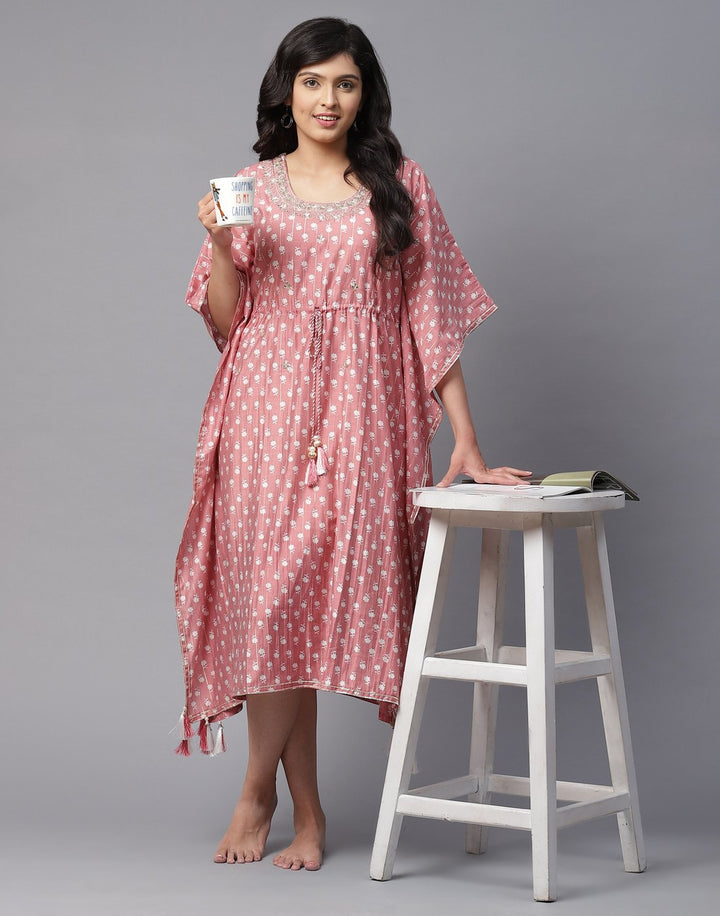 Cotton Printed Kaftan with Gota Work