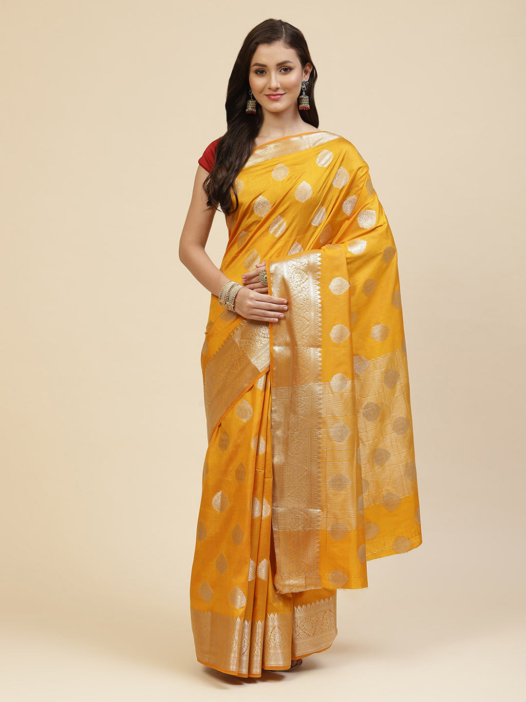 Zari Border Booti Handloom Woven Saree