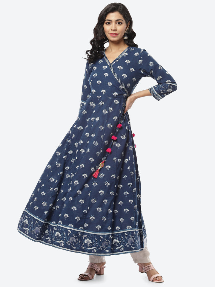 Floral Printed Cotton Angrakha Kurti