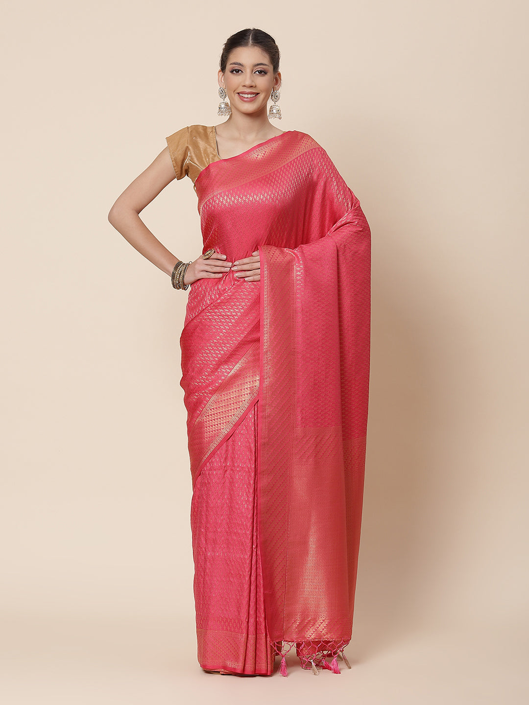 Brocade Zari Jaal Art Handloom Woven Saree