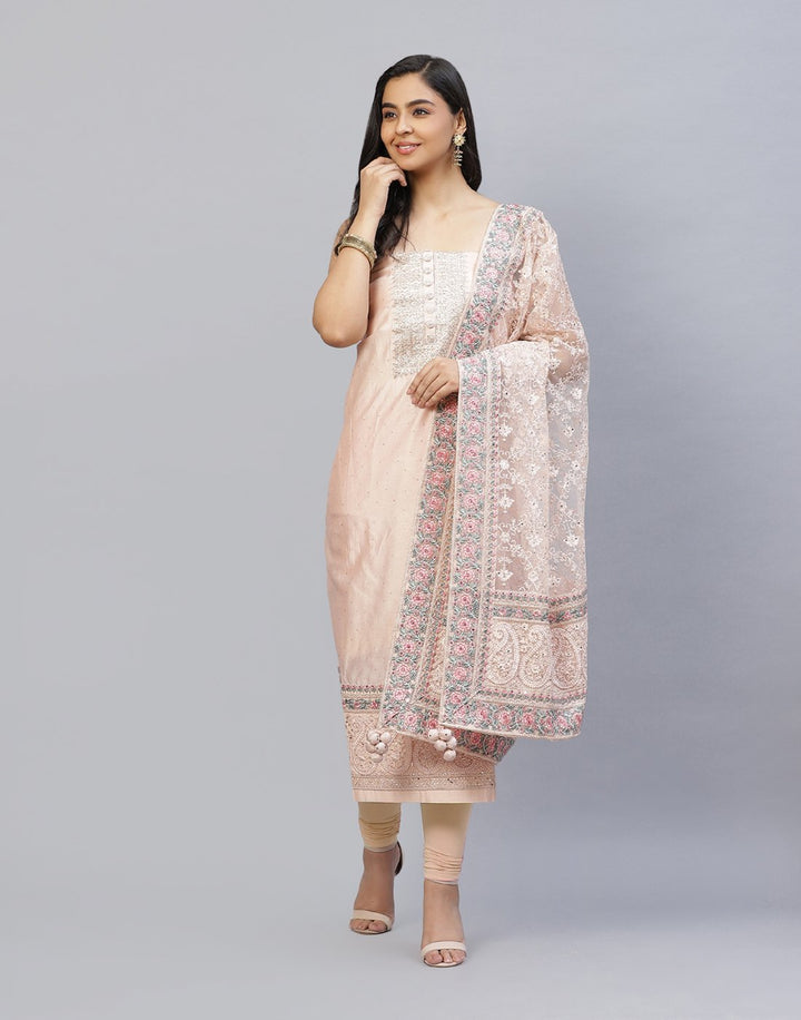 Embroidered Organza Kora Suit Piece