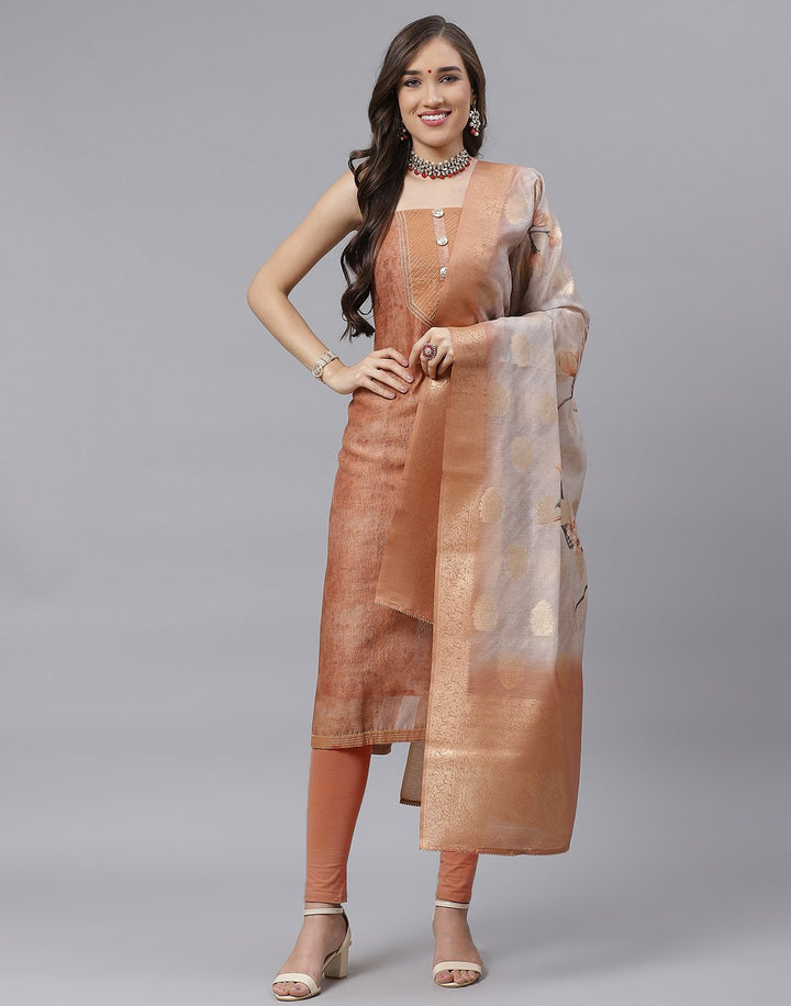 Chanderi Printed Suit Piece with fancy dupatta