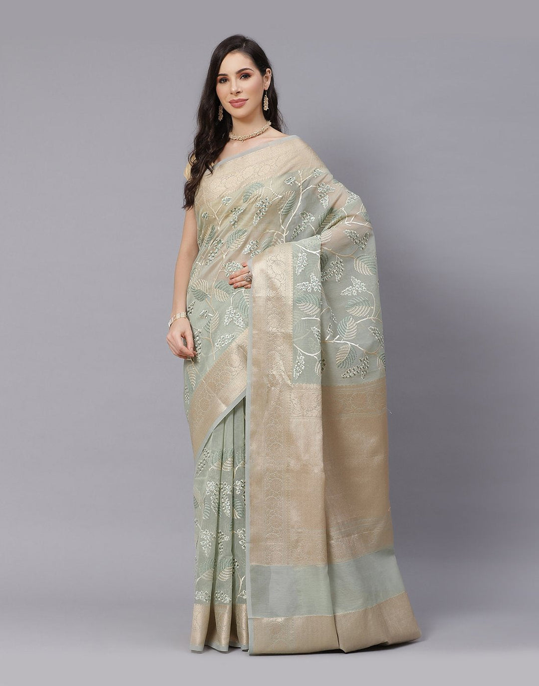 Cotton Woven Embroidery Saree