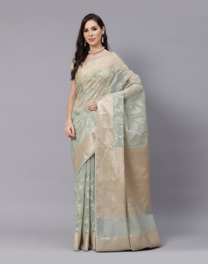 Cotton Woven Embroidery Saree