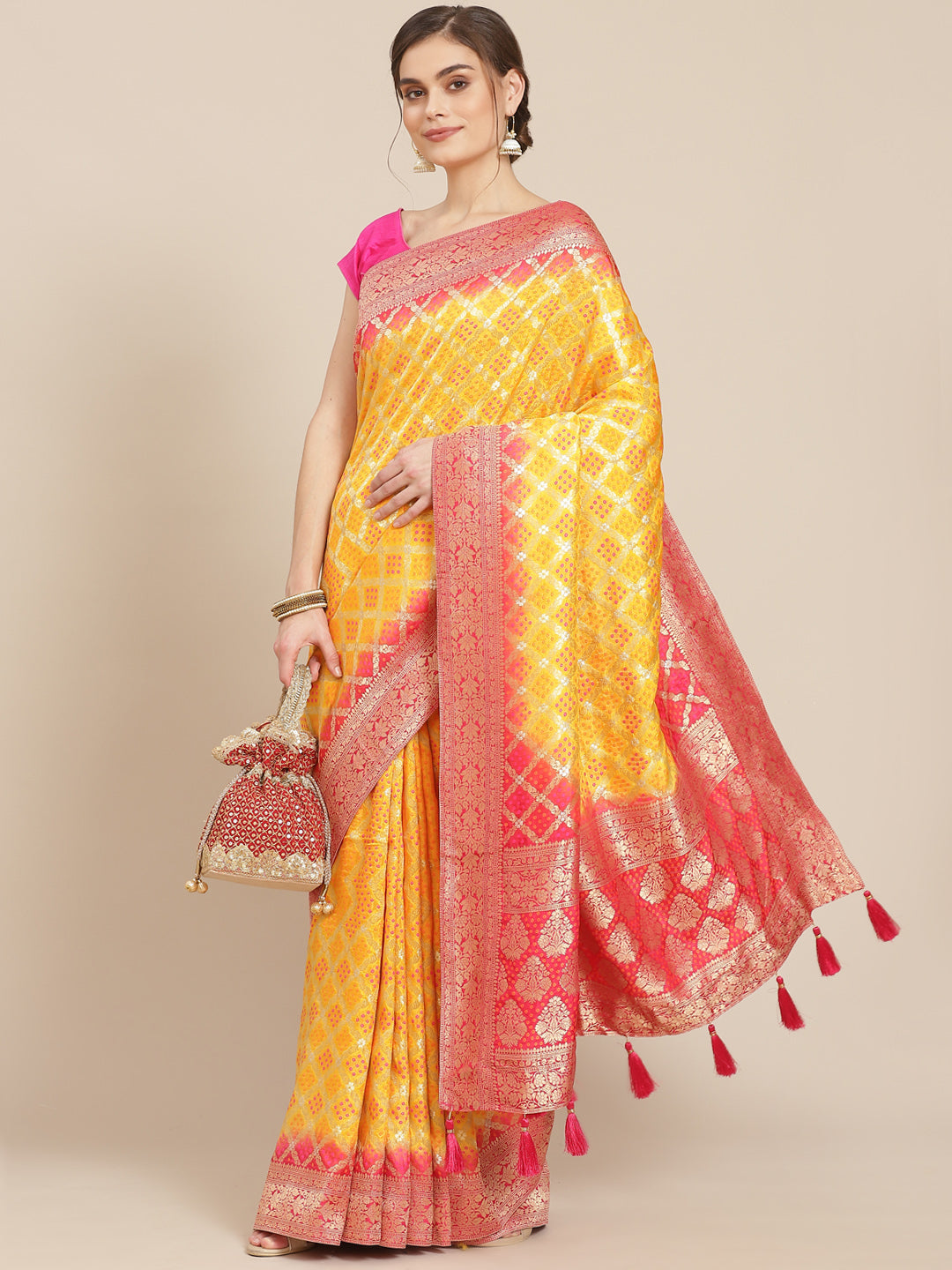 Banarasi Art mustard rani Handloom