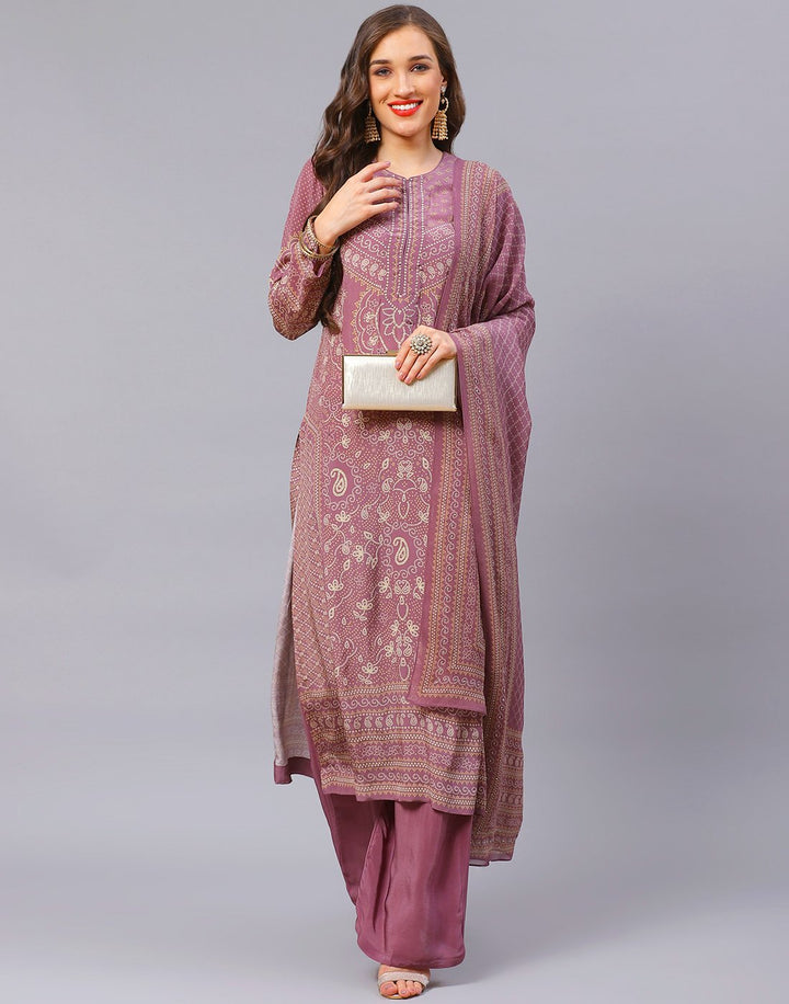 Straight Crepe Salwar Kameez Stitched Suit