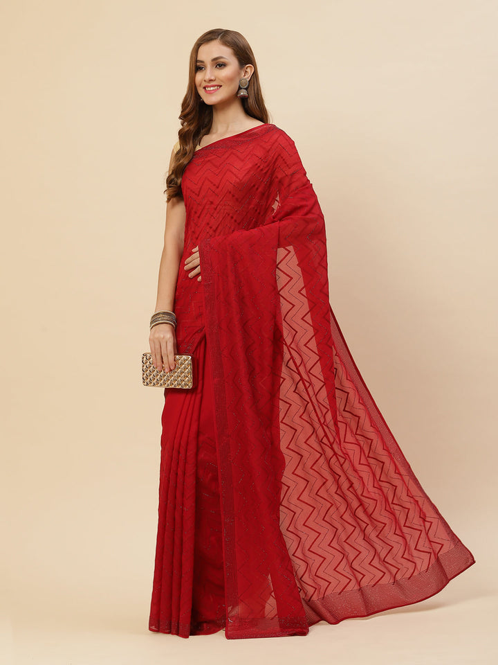 Swarovski Jaal Embroidered Georgette Saree