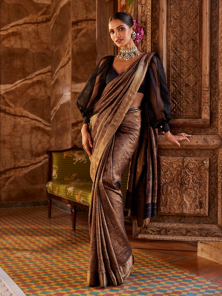 Antique Jaal Crepe Plain Saree
