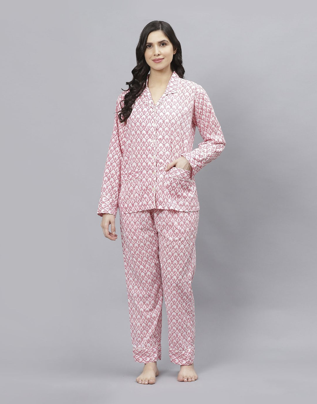 Pink Cotton Printed Comfort Wear