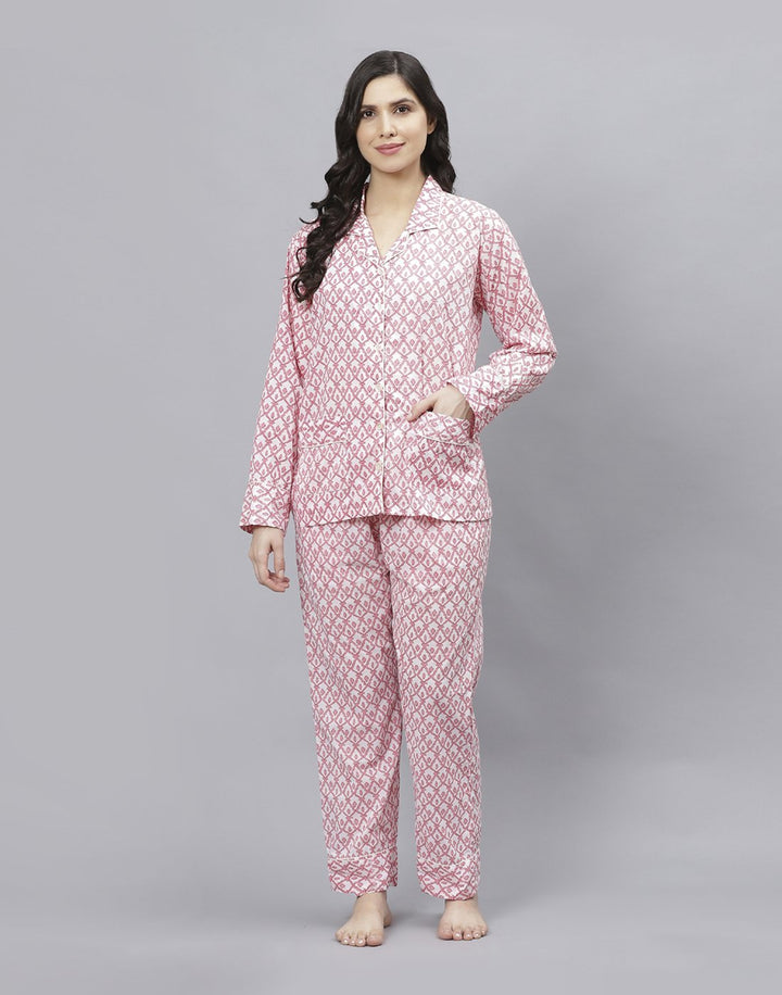 Pink Cotton Printed Comfort Wear