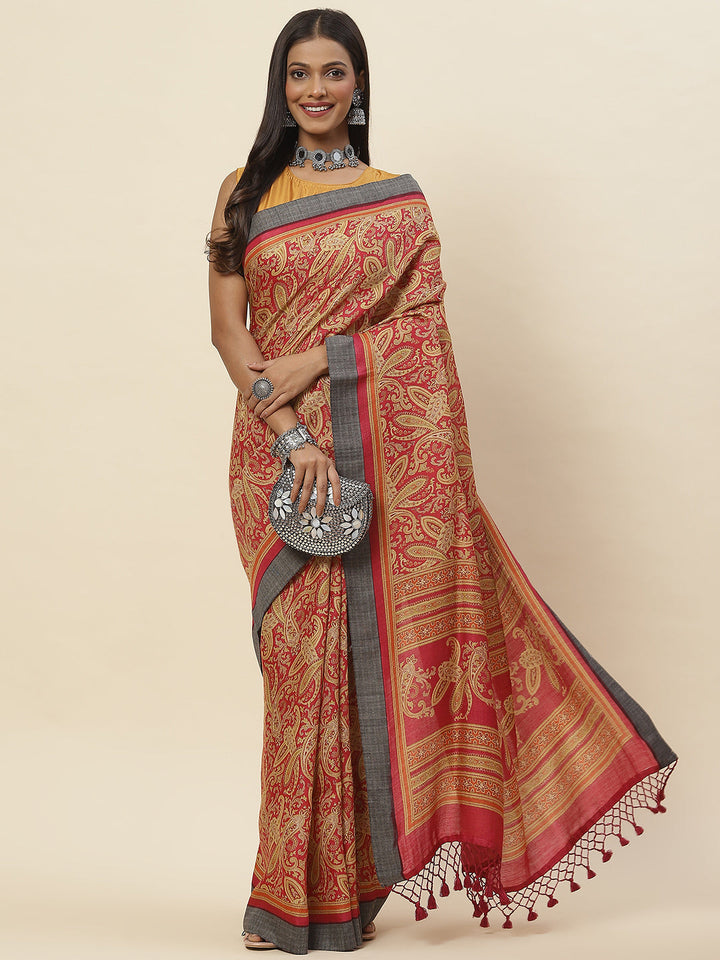 Printed Tussar Saree